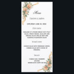 Menu Gold yellow florals ribbon dinner wedding<br><div class="desc">Elegant Floral Dinner Menu for Birthday, Wedding or Special Events Create a beautiful and coordinated table setting with this elegant floral dinner menu. Featuring soft peach and ivory tones with delicate watercolor flowers and greenery, this menu design perfectly matches the invitation suite for a refined and stylish celebration. Ideal for...</div>