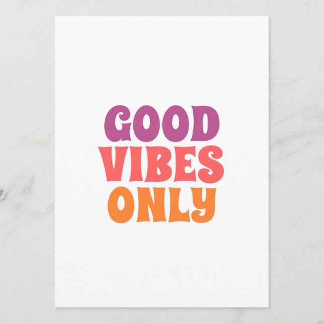 Menu Good Vibes Only Typography Wall Art (Frente)