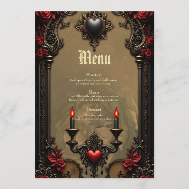 Menu Gótico Romance: Paixão Oculta (Frente)