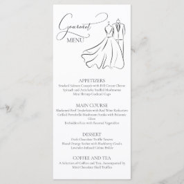 Menu Gourmet de Casamento de Vestido e Tux B&W Ele