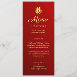 Menu Gradiente vermelho chinês casamento dupla felicida