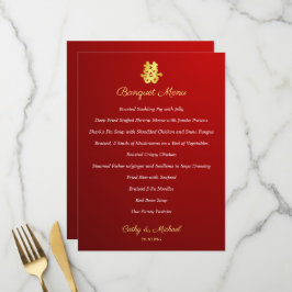 Menu Gradiente vermelho duplo felicidade casamento chin