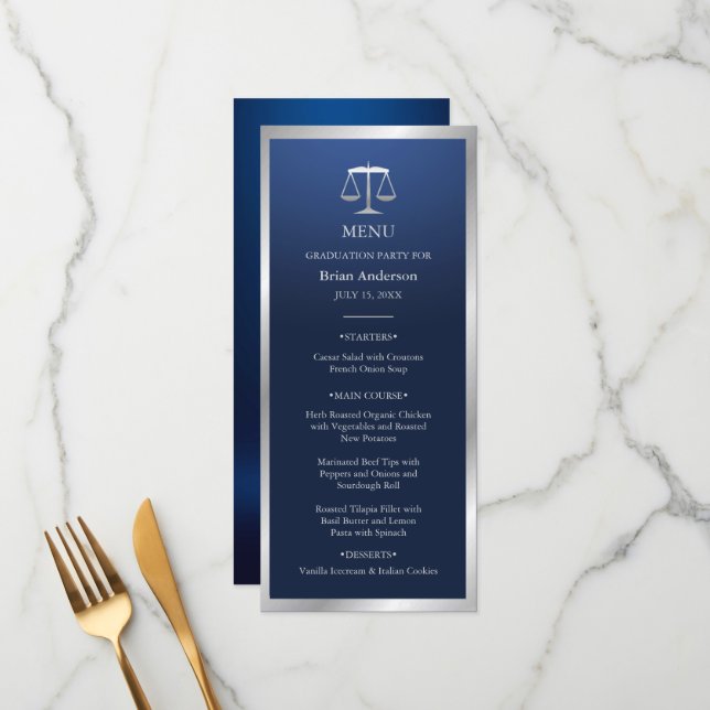 Menu Graduação na Escola de Direito de Logotipo Silver  (Frente/Verso In Situ)