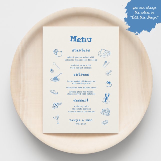 Menu Gráficos Imísicos Feitos À Mão Francês Casamento (Criador carregado)
