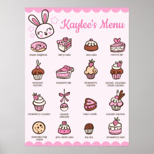 Menu Grande Poster de Kawaii Bakery com seu nome
