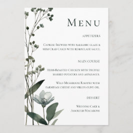 Menu Green Floral Botanical Wedding