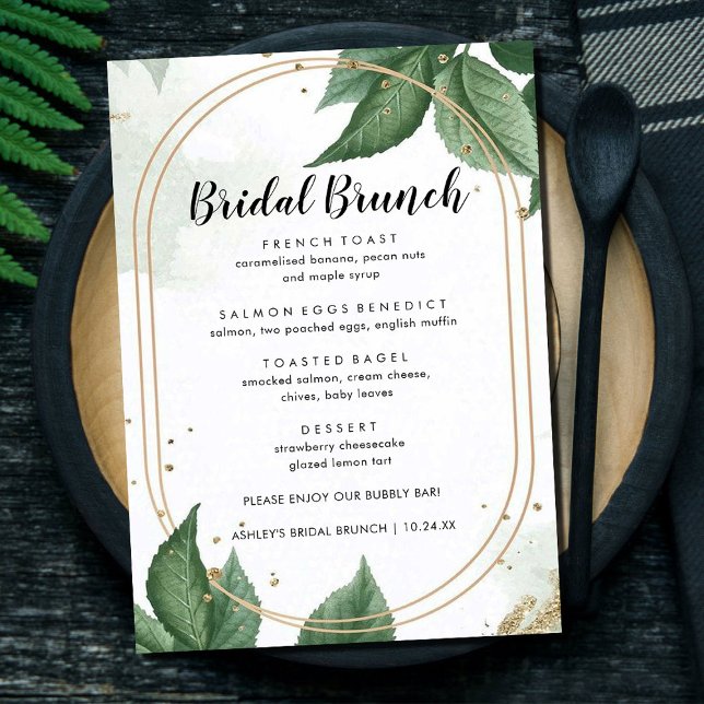 Menu Greenery Floral Bridal Brunch (Criador carregado)