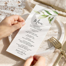 Menu Greenery Leaf Floral Minimal Wedding