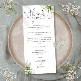 Menu Greenery Script Weding Obrigado Play Card