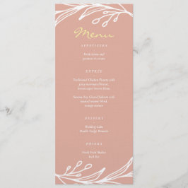 Menu Grinalda de folhas cor-de-rosa casamento chinês du