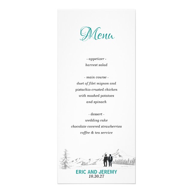 Menu Grooms Mountain Love (Frente)