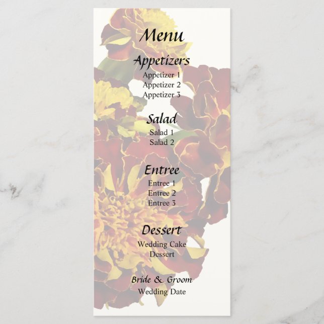 Menu Grupo de Diferentes Tipos de Marigolds (Frente)