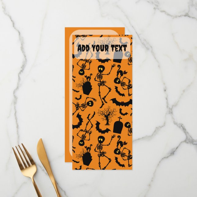 Menu Halloween Skeletons Macabre Dance (Frente/Verso In Situ)