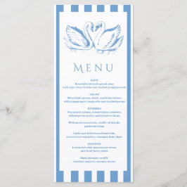 Menu hand drawn Blue Couple Swan Whimsical Wedding