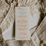 Menu Hand Drawn Blue Orange Whimsical Wedding<br><div class="desc">A colorful retro funky modern blue and orange wedding dinner menu. Which features chic template design of boho vintage milky beige background and bold orange typography and hand written menu in orange. And blue hand drawn plate and fork and spoon. Perfect and matching with the whole suite.</div>