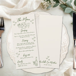 Menu Hand Drawn Retro Wedding