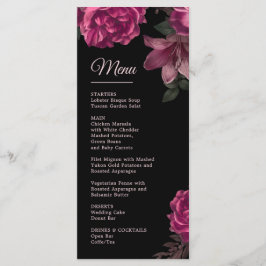 Menu Hand Drawn Roses Dark Romantic Wedding