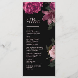 Menu Hand Drawn Roses Dark Romantic Wedding