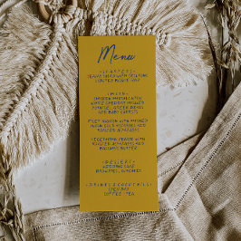 Menu Hand Written Yellow Blue Italian Wedding