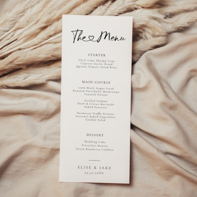 Menu Heart Font Wedding (Criador carregado)