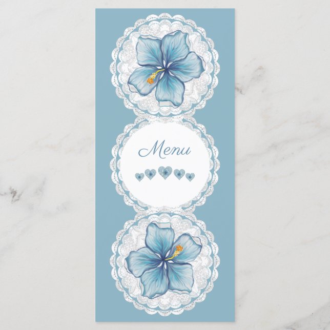Menu Hibiscus & lace TURQUOISE (Verso)
