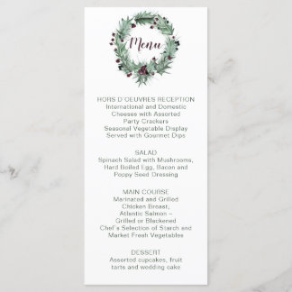 Menu Holly Sai, Pine, Berries Casamento no inverno