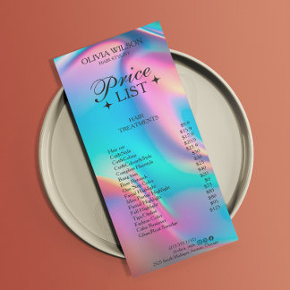 Menu Holográfico da Lista de Preços do Estético