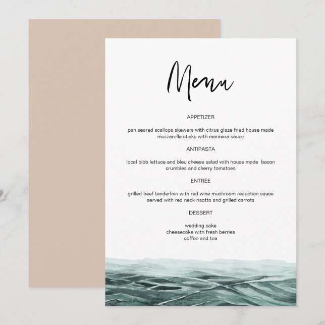 Menu Homens Jantados de Casamento de Árvores de Palma d (Frente/Verso)