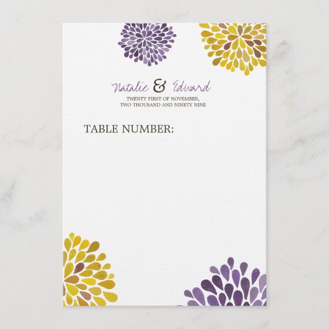 Menu Horário Purple e Yellow Dahlia Flores (Frente)