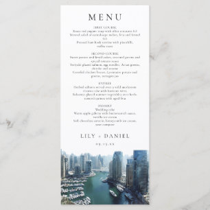 Menu Horizonte de Dubai Aquarela Casamento Elegante