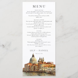 Menu Horizonte de Veneza Aquarela Casamento Elegante