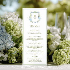 Menu Hortênsia Crista Floral Azul Casamento