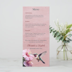 Menu Hummingbird e Hibiscus Casamento Rosa