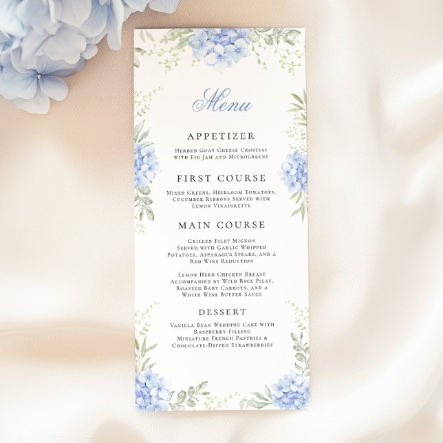 Menu Hydrangea Watercolor Casamento Floral (Criador carregado)