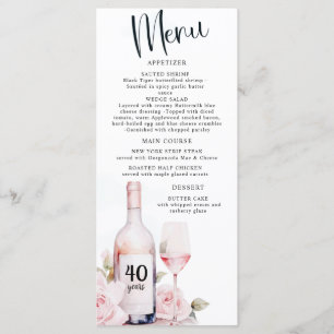 Menu Idade para a Perfeição, Tema do Vinho, Aniversário