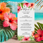 Menu Ilha Paradise | Watercolor Floral Palms Wedding<br><div class="desc">Projetado para coordenar com a minha coleção de casamento Island Paradise, este é um menu perfeito para uma praia, uma ilha ou um casamento ou evento temático náutico. Apresenta o nome da noiva e do noivo, a data do casamento, seus aperitivos, salada, entradas e opções de sobremesa lindamente emolduradas por...</div>