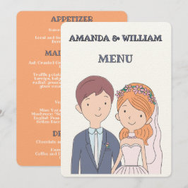 Menu Ilustração Simples de Esposos ao Estilo Cartoon pa