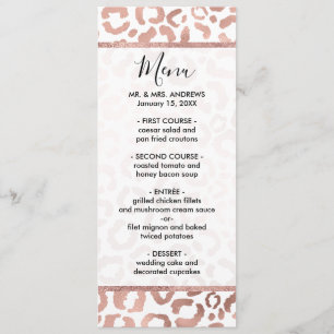 Menu Impressão Animal Leopard Cheetah, Rosa Chic