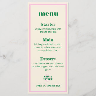 Menu Informações de Casamento Listrado Moderno Retro