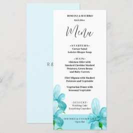 Menu Íris Artístico Azul Floral Aquarela Pintado à Mão