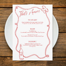 Menu Isso É Amor Caprichoso Desenho à Mão Chic Italiano