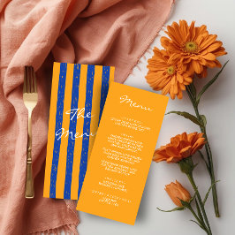 Menu Italian Hand Written Painted Pinstripes Wedding