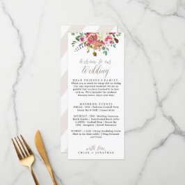 Menu Itinerário de boas-vindas do casamento Floral Simp