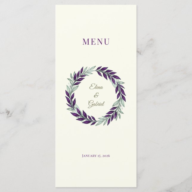 Menu Ivory and Wreath / Boda Marfil y Corona (Frente)