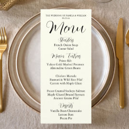 Menu Ivory Color Simple Style Wedding Dinner