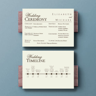 Menu Ivory Minimalist Boho Wedding Program Timeline