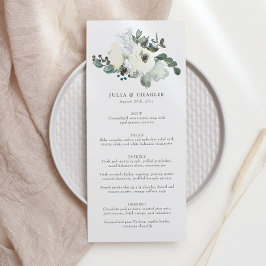 Menu Ivory Watercolor Floral Wedding