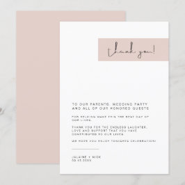 Menu JALAINE Modern Blush Pink Plate Obrigado