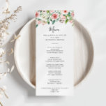 Menu Janta Floral Elegant Dathur Autumn<br><div class="desc">Este elegante cartão de janto floral de outono é perfeito para um casamento moderno. Os design ilustram rosas rosa, pinceladas e brancas, peônias com folhagem verde agrupadas em buquês, acentuando as lindas cores de queda. Este menu pode ser usado para recepção de casamento, janto de ensaio, chá de panela ou...</div>