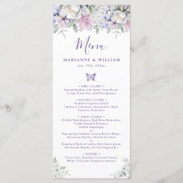Menu Janta Nupcial Romântica Floral Roxo Whimsical